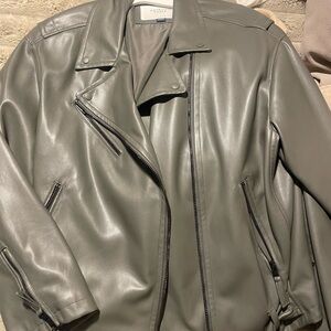 American Eagle Outfitters Gray Leather Jacket